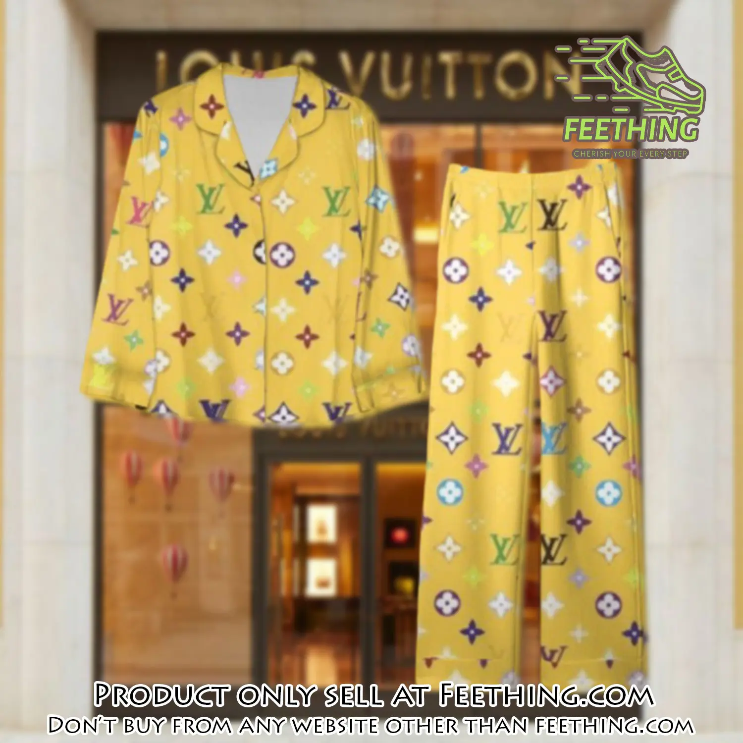 Trending luxury lv satin pajama set pjs1085 ft5904098